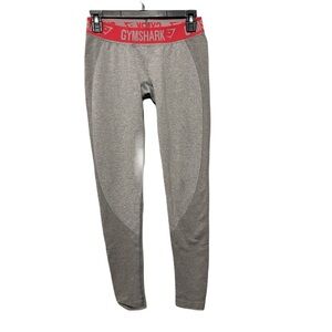GymShark Pull On Logo Athletic Leggings Gray Stretch Ankle Womens M
